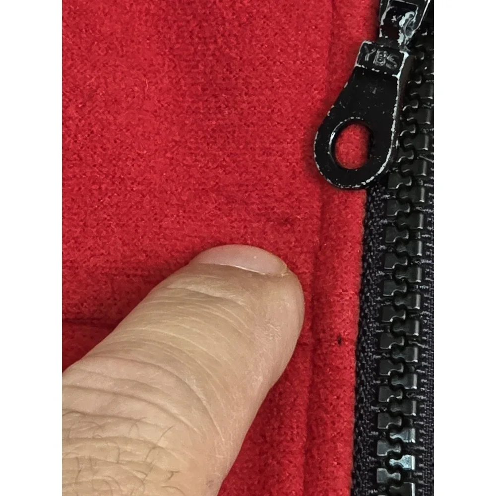 The North Face Jacket Mens Small Red‎ Black Fleece Full Zip Outdoor Hiking